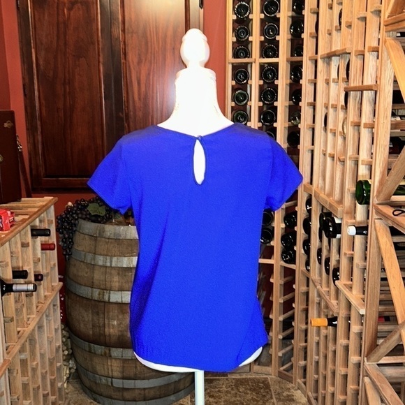 KIRRA Adorable Crisp Royal Blue Blouse with Beaded Neckline Size XS - Picture 4 of 8